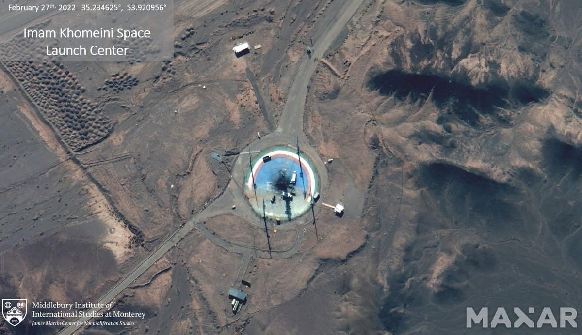 Iran's space program really does have some issues.  @Maxar picked up an image from February 27th showing the results of what is very likely a failed space launch attempt