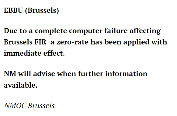 Belgium closes airspace after complete computer failure at air traffic control