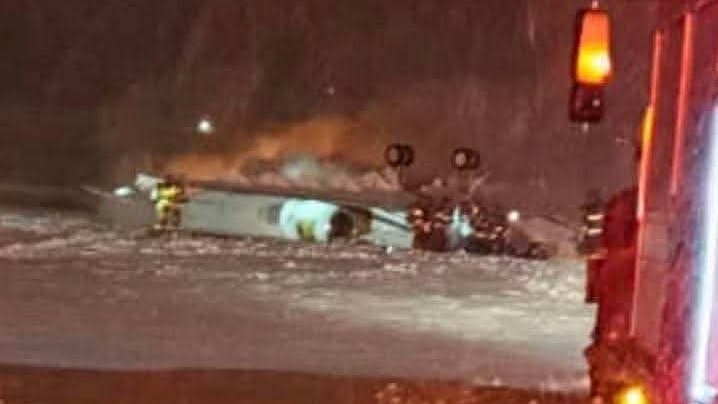 The Bombardier Challenger 600   carrying eight people crashed on takeoff Sunday night in Maine