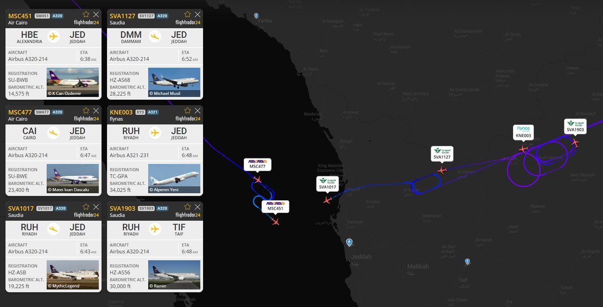 Commercial flights bound for Jeddah Airport are also being put into holding patterns. The reason remains unclear, with no reported attacks on either Jeddah or Riyadh