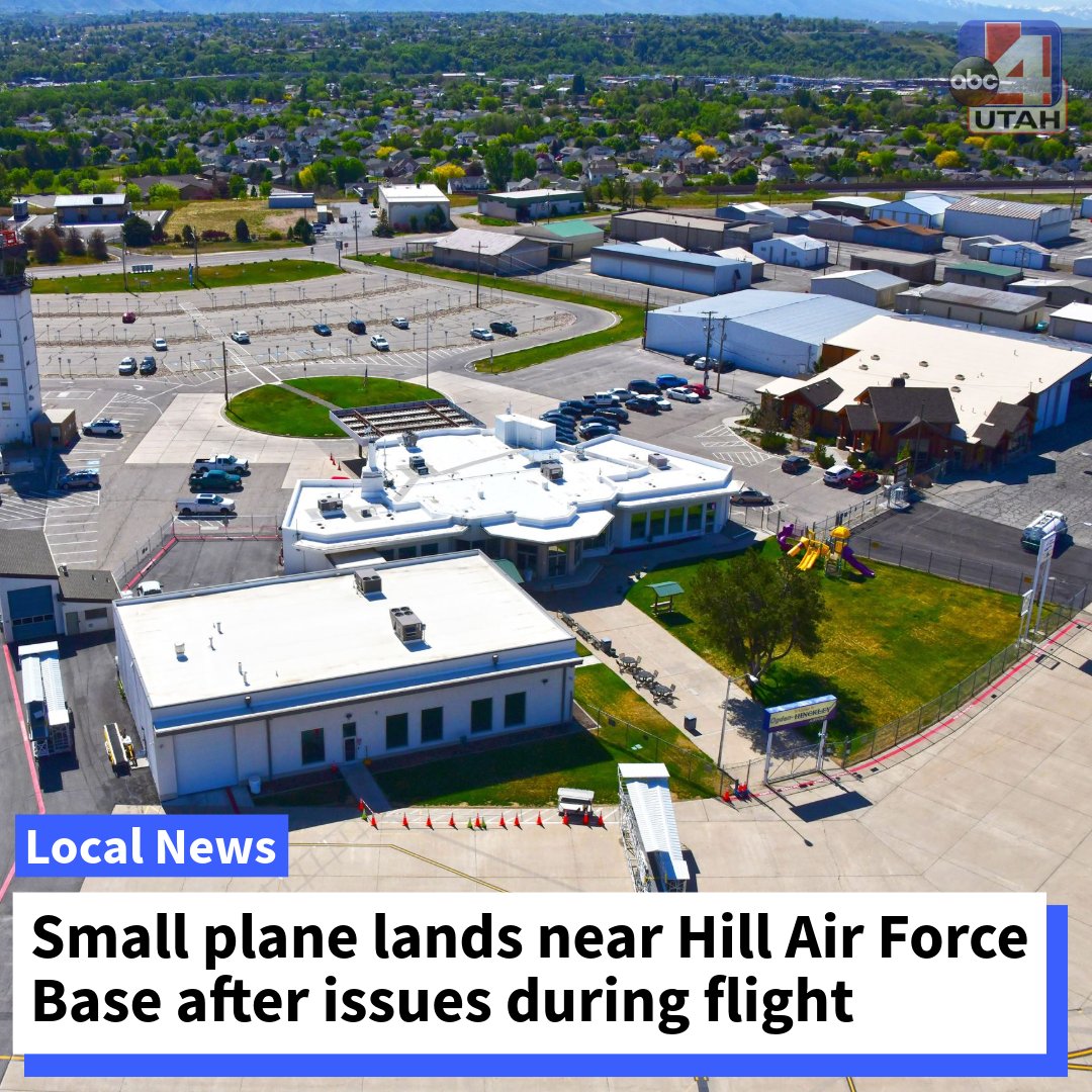 A small plane landed on a street near Hill Air Force Base after experiencing some issues after takeoff. Details: